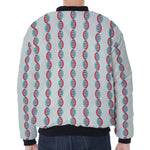 Red And Blue DNA Pattern Print Zip Sleeve Bomber Jacket