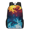 Red And Blue Fire Print 17 Inch Backpack