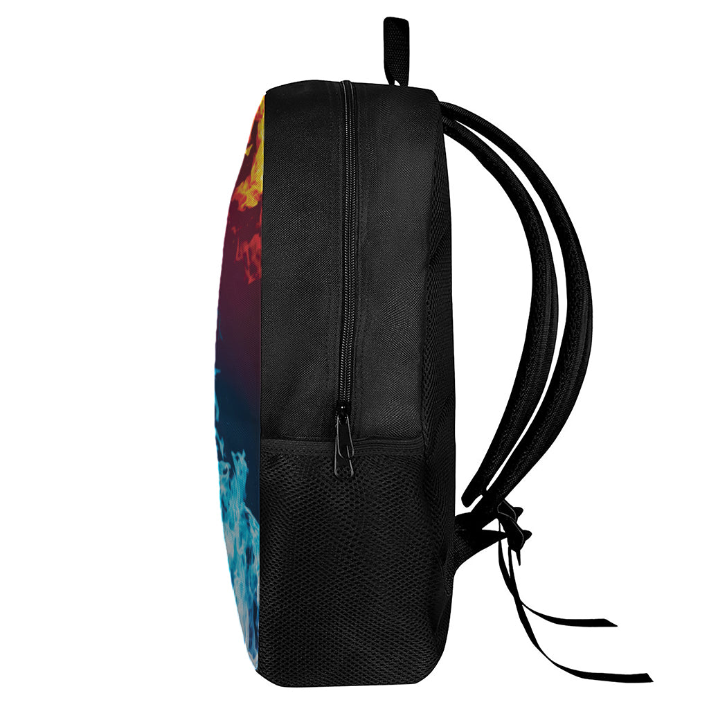 Red And Blue Fire Print 17 Inch Backpack