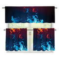 Red And Blue Fire Print 3 Piece Kitchen Curtains