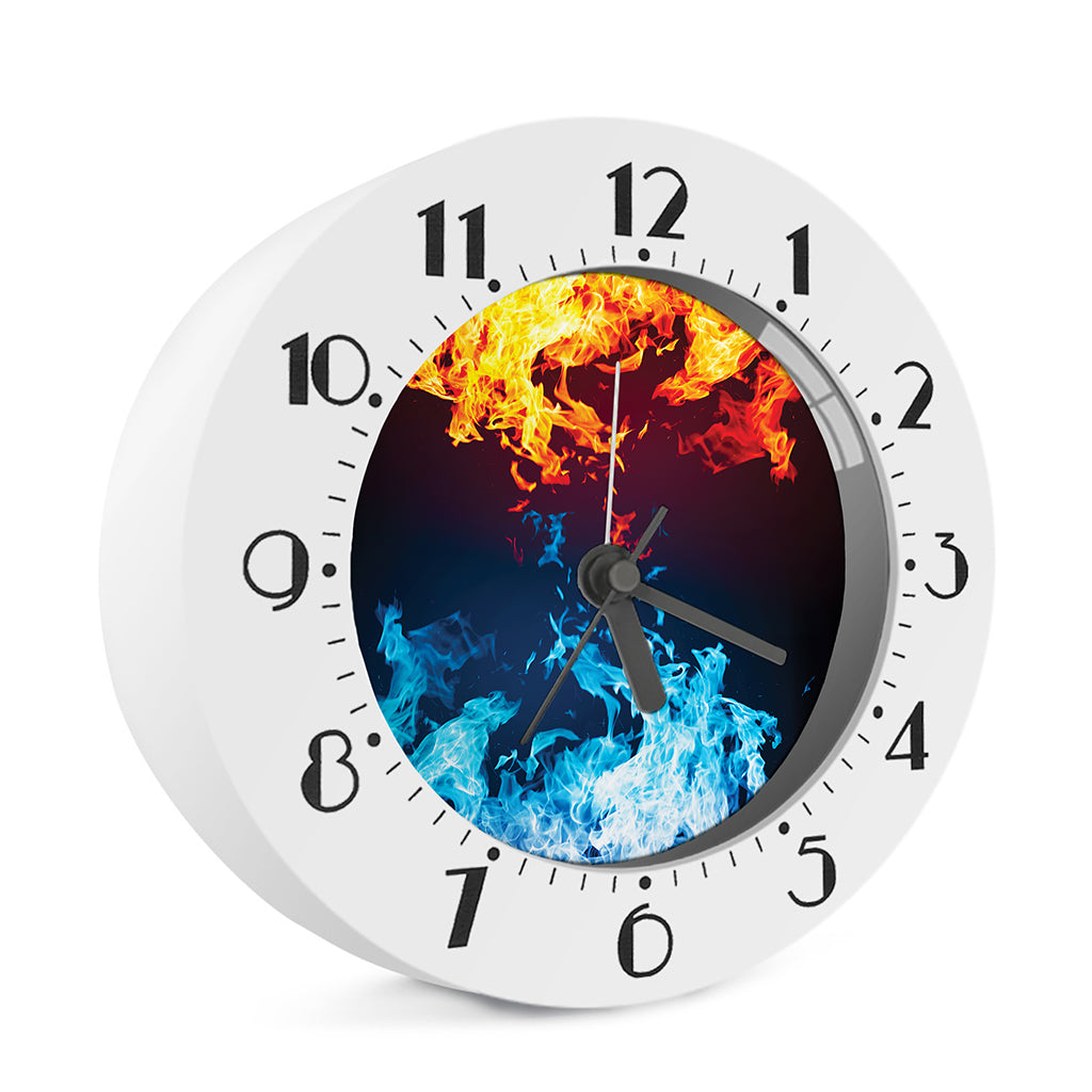 Red And Blue Fire Print Alarm Clock