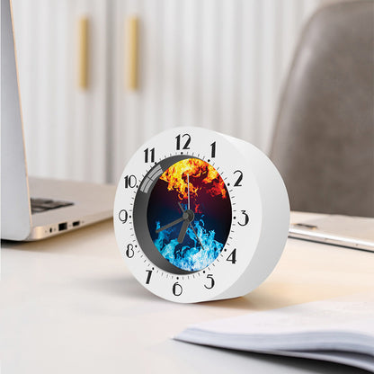 Red And Blue Fire Print Alarm Clock