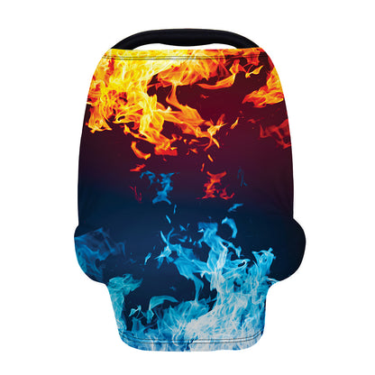 Red And Blue Fire Print Baby Seat Cover