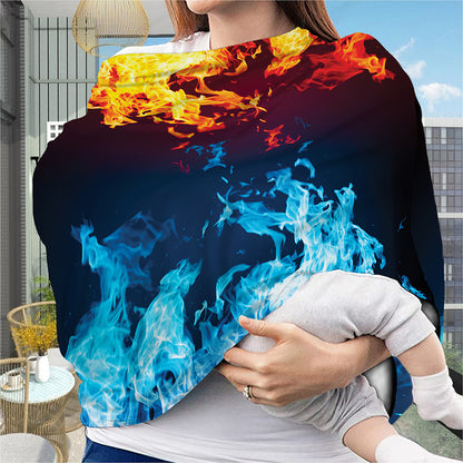 Red And Blue Fire Print Baby Seat Cover