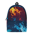 Red And Blue Fire Print School Backpack