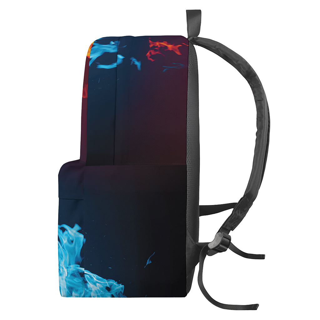 Red And Blue Fire Print Backpack
