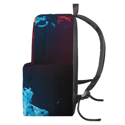 Red And Blue Fire Print Backpack