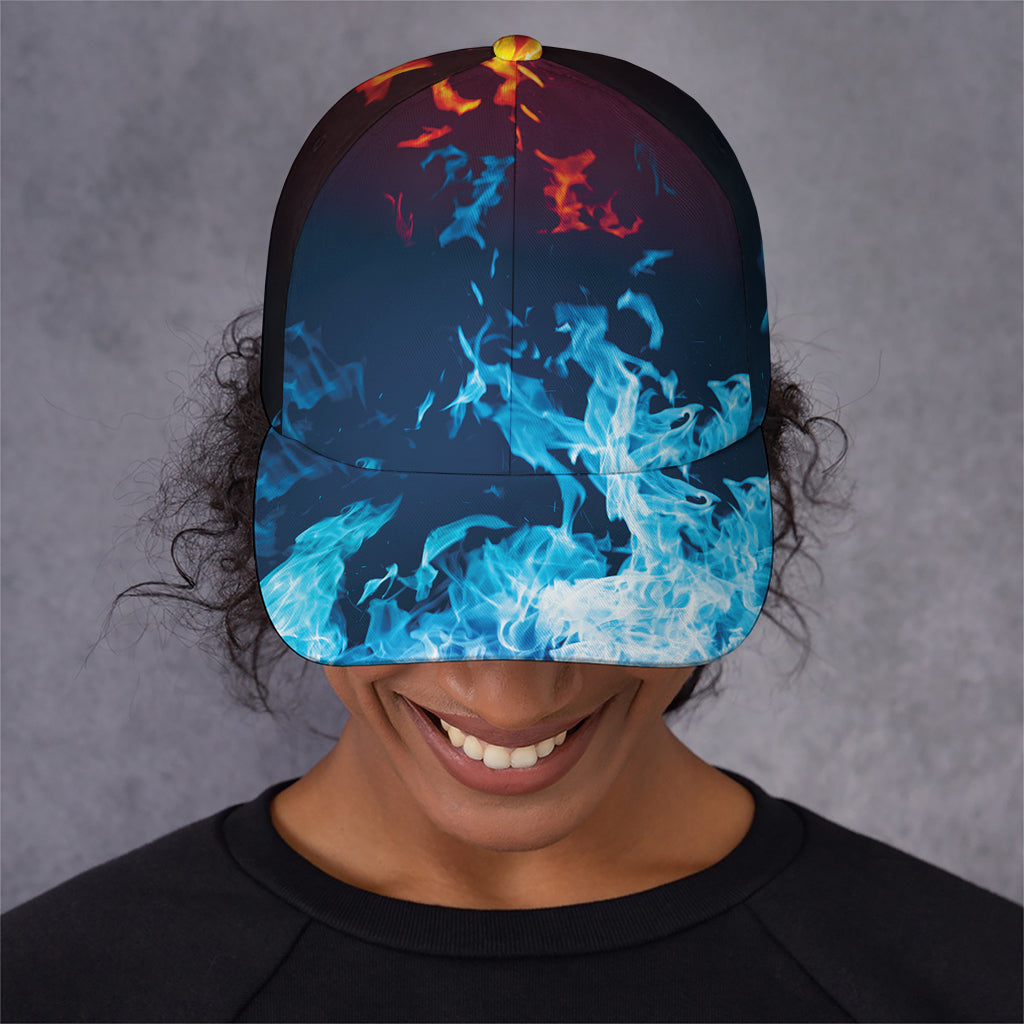 Red And Blue Fire Print Baseball Cap
