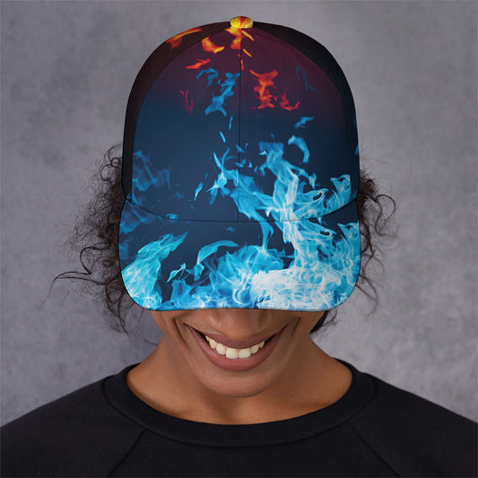 Red And Blue Fire Print Baseball Cap