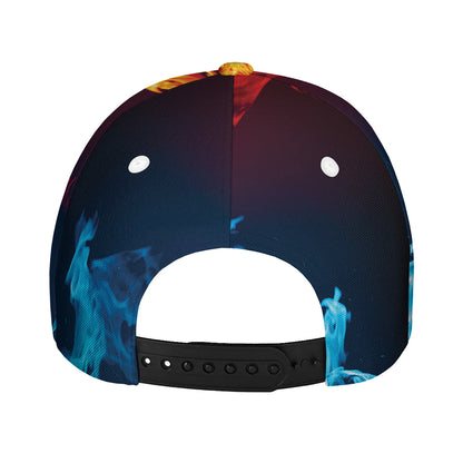 Red And Blue Fire Print Baseball Cap