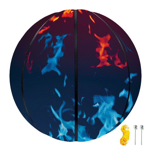 Red And Blue Fire Print Basketball