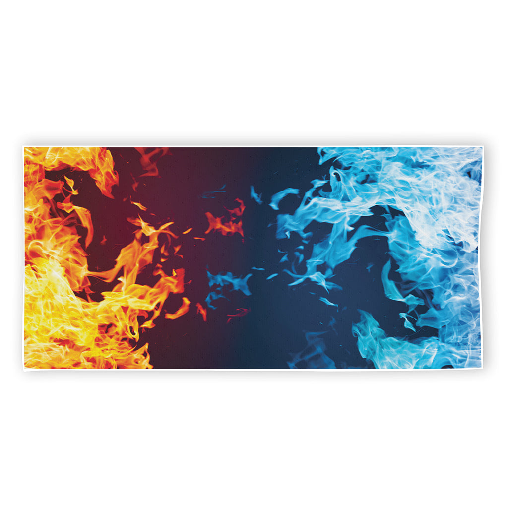 Red And Blue Fire Print Beach Towel