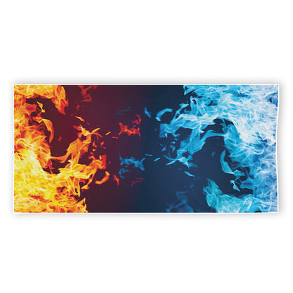 Red And Blue Fire Print Beach Towel