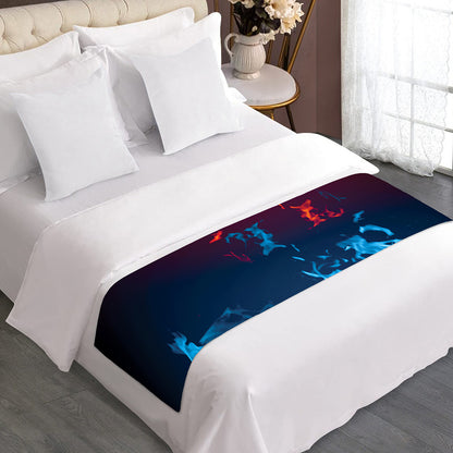 Red And Blue Fire Print Bed Runner