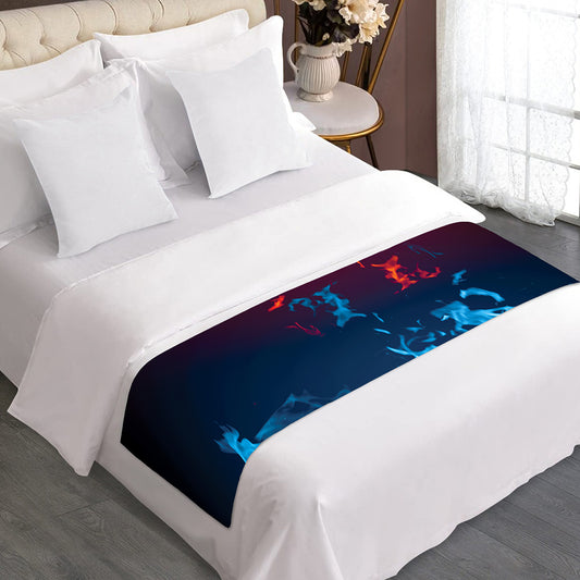 Red And Blue Fire Print Bed Runner