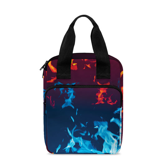 Red And Blue Fire Print Bible Tote Bag
