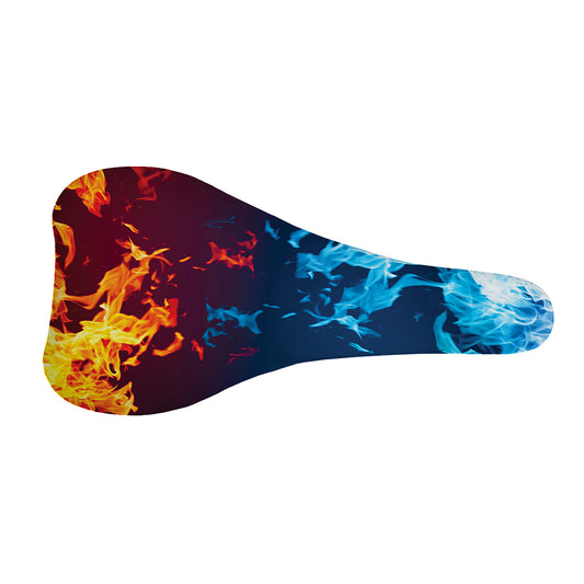 Red And Blue Fire Print Bicycle Seat Cover