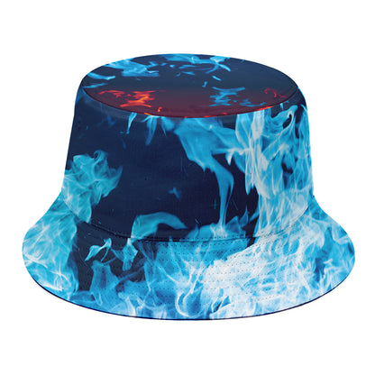 Red And Blue Fire Print Bucket Hat