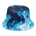 Red And Blue Fire Print Bucket Hat