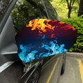 Red And Blue Fire Print Car Side Mirror Covers