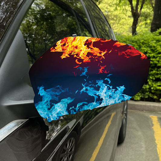 Red And Blue Fire Print Car Side Mirror Covers