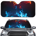 Red And Blue Fire Print Car Windshield Sun Shade