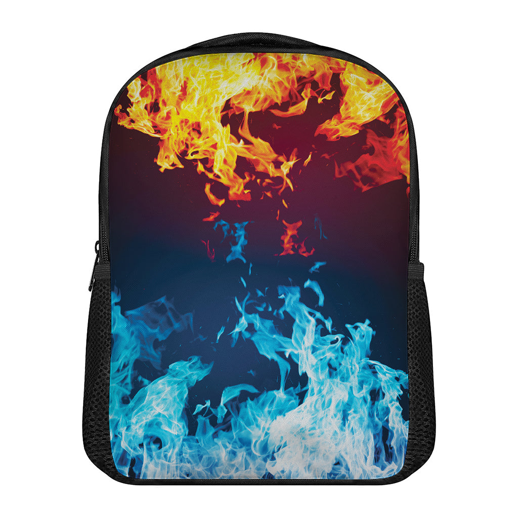 Red And Blue Fire Print Casual Backpack