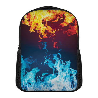 Red And Blue Fire Print Casual Backpack