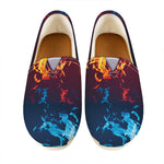 Red And Blue Fire Print Casual Shoes