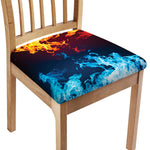 Red And Blue Fire Print Chair Cushion Cover
