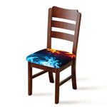 Red And Blue Fire Print Chair Cushion Cover