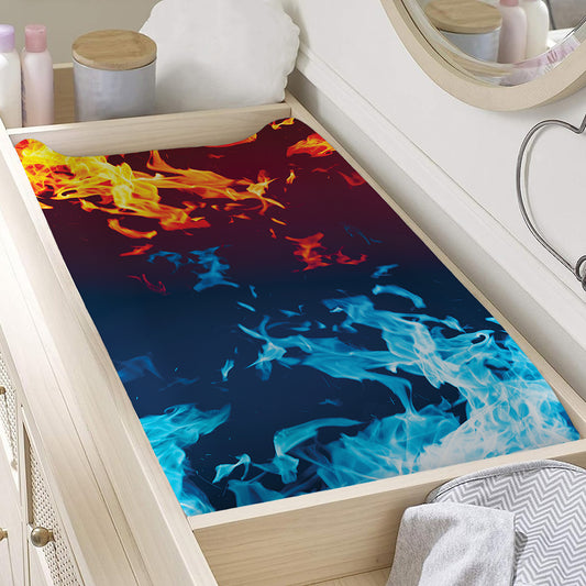 Red And Blue Fire Print Changing Pad Cover