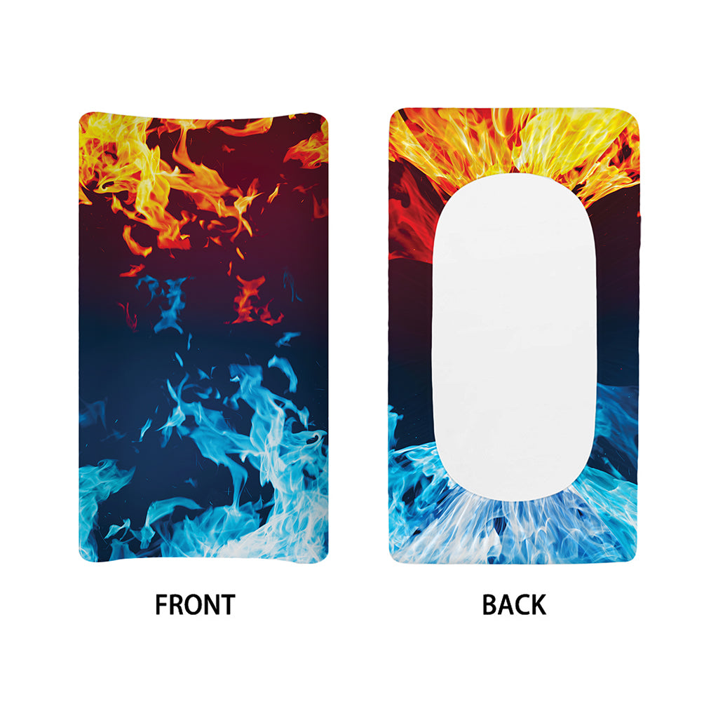 Red And Blue Fire Print Changing Pad Cover