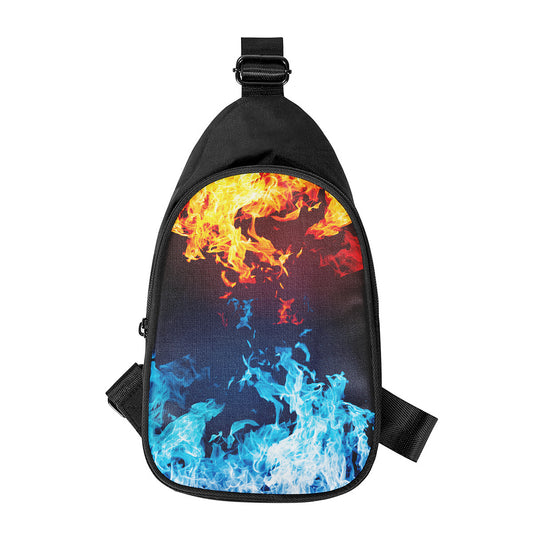 Red And Blue Fire Print Chest Bag