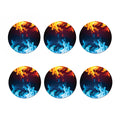 Red And Blue Fire Print Coaster Set
