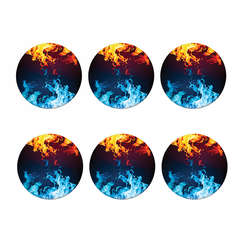 Red And Blue Fire Print Coaster Set