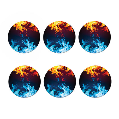 Red And Blue Fire Print Coaster Set