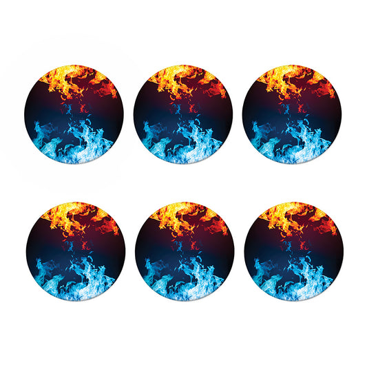 Red And Blue Fire Print Coaster Set