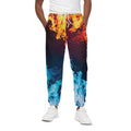 Red And Blue Fire Print Cotton Sweatpants