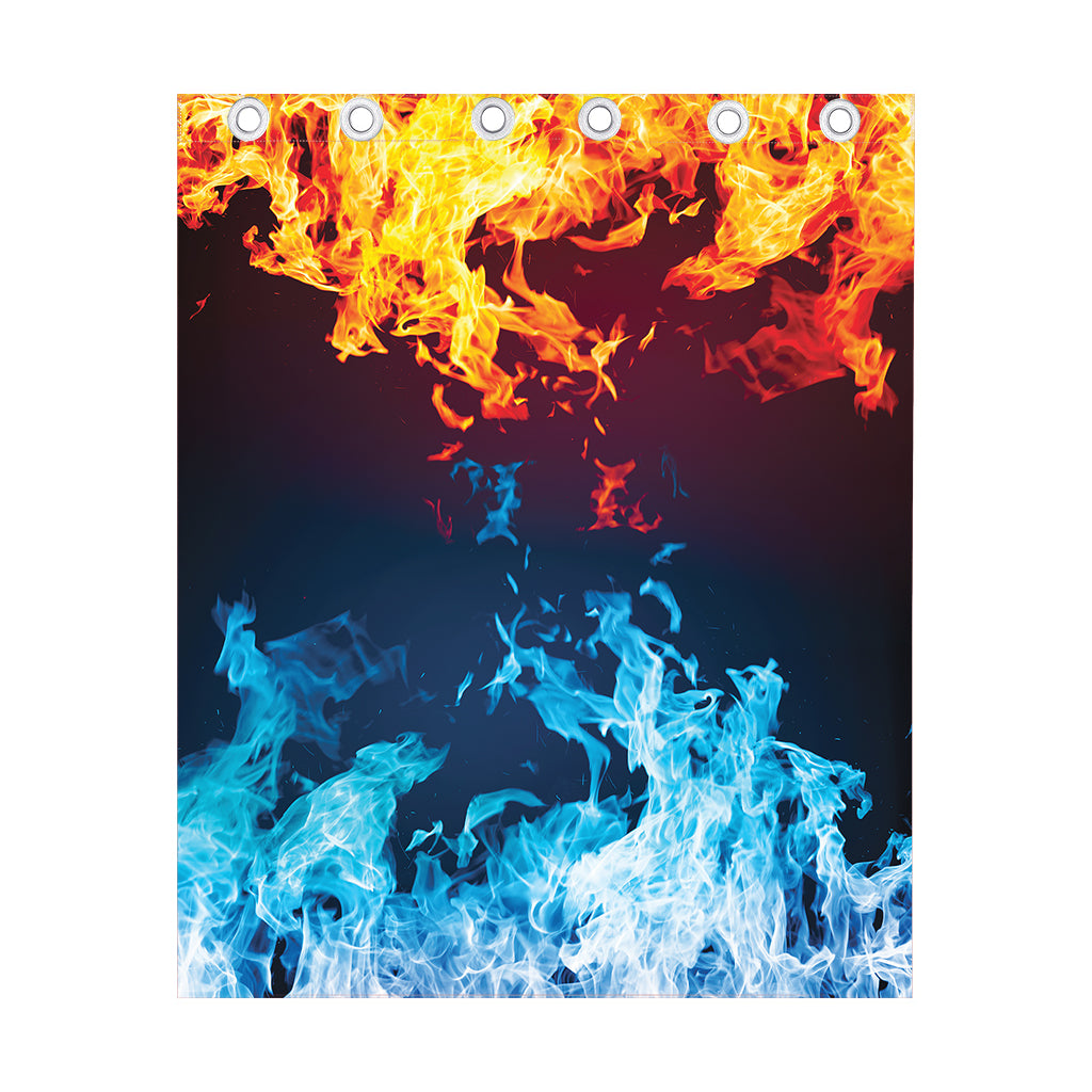 Red And Blue Fire Print Curtain