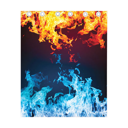 Red And Blue Fire Print Curtain