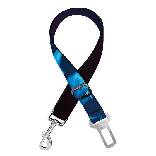 Red And Blue Fire Print Dog Seat Belt