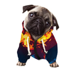 Red And Blue Fire Print Dog Zip Up Hoodie