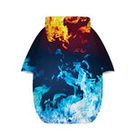 Red And Blue Fire Print Dog Zip Up Hoodie