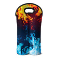 Red And Blue Fire Print Double Neoprene Wine Tote