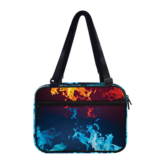 Red And Blue Fire Print Double Strap Bible Bag