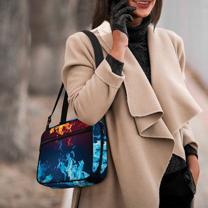 Red And Blue Fire Print Double Strap Bible Bag