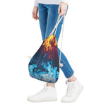 Red And Blue Fire Print Drawstring Bag