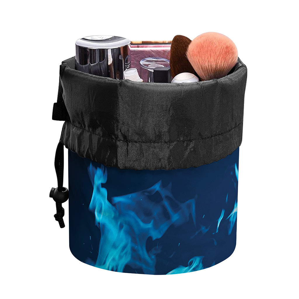 Red And Blue Fire Print Drawstring Makeup Bag