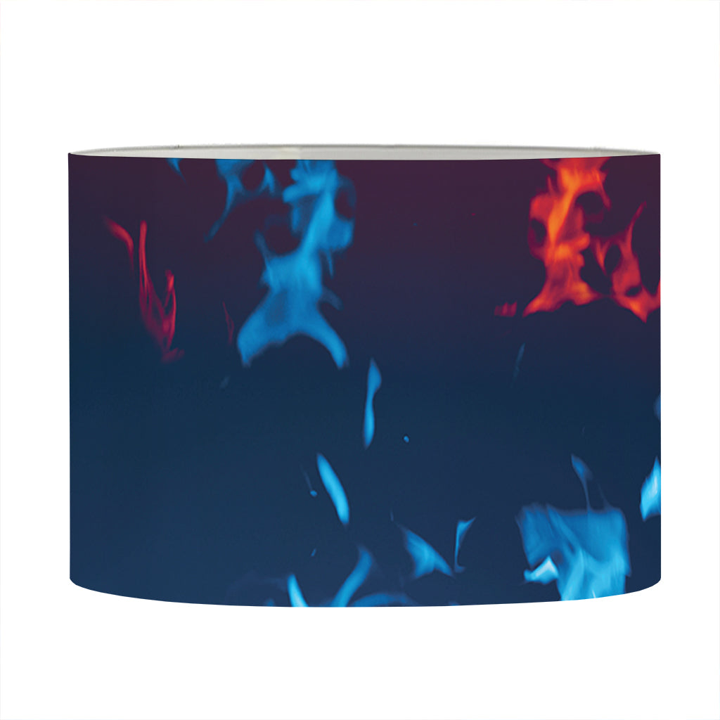 Red And Blue Fire Print Drum Lamp Shade
